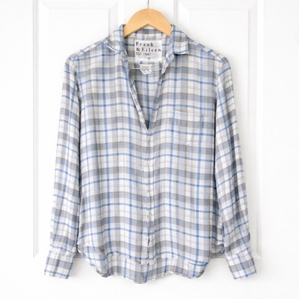 Frank & Eileen The “Eileen” Long-Sleeve Button-Front Check-Print Modal